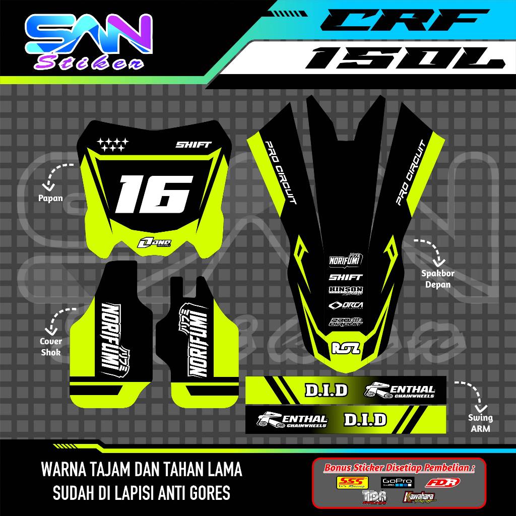 Stiker Papan Spakbor Depan Arm Shok Honda CRF Sticker Striping Decal Motor CRF 150L Papan Spakbor De