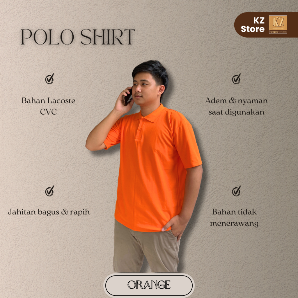 Kaos Polo Lacoste CVC Orange