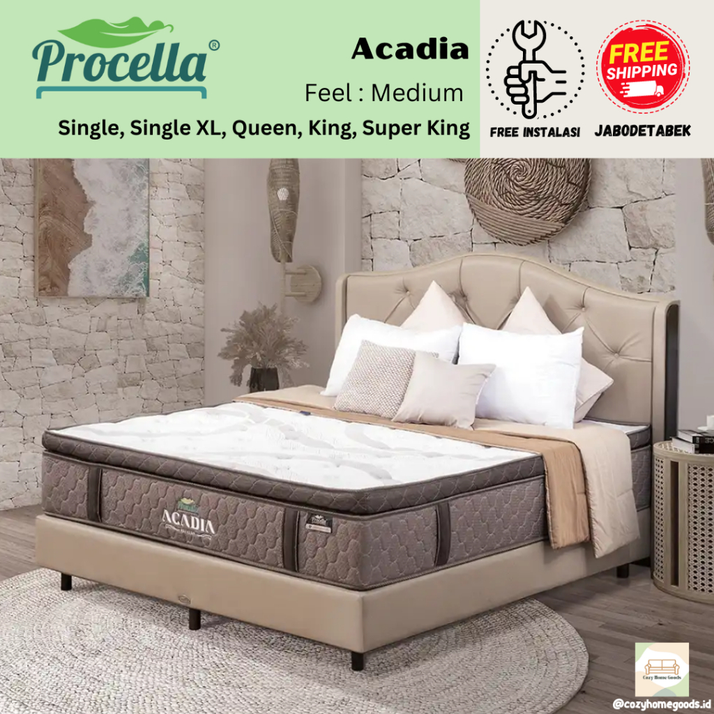 Kasur Springbed Matrass - Procella Acadia Refresh Series - Single Queen King Size