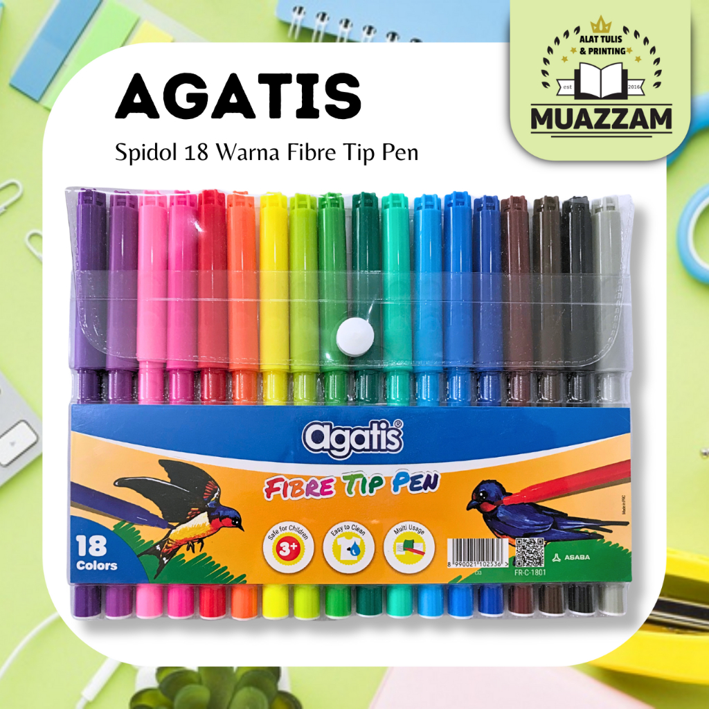 

Agatis Spidol 18 Warna Fibre Tip Pen