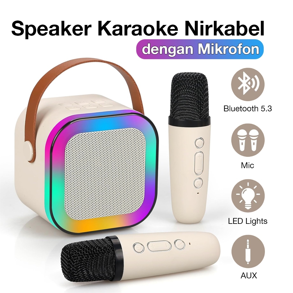 [COD] Speaker Bluetooth Karaoke 2 Set Mic Mini Speaker Karaoke Portable Karaoke Bluetooth Speaker Po