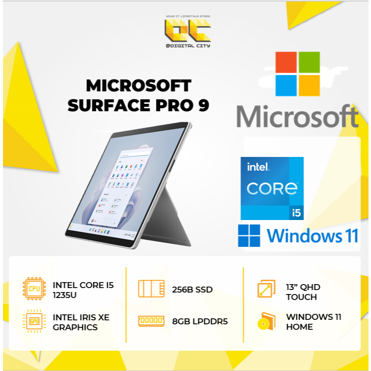 Microsoft Surface Pro 9 I5 1235U 8GB 256GB SSD W11 13"QHD TOUCH