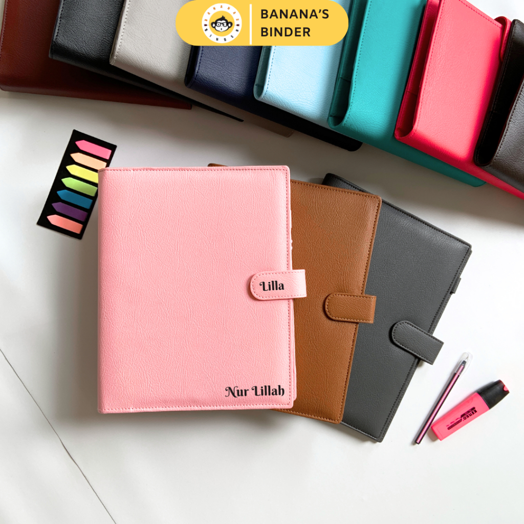 

Ay00! Bananas Bindery Binder Custom Nama B5 [26 Ring] Bahan Kulit Exclusive Free Pen - Paper