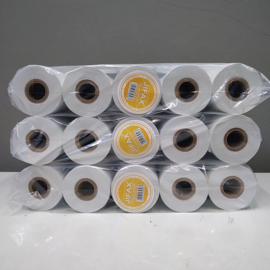 

Jifax Kuning 57x47mm core 1/2 inch Kertas Thermal 1 dus isi 100 roll