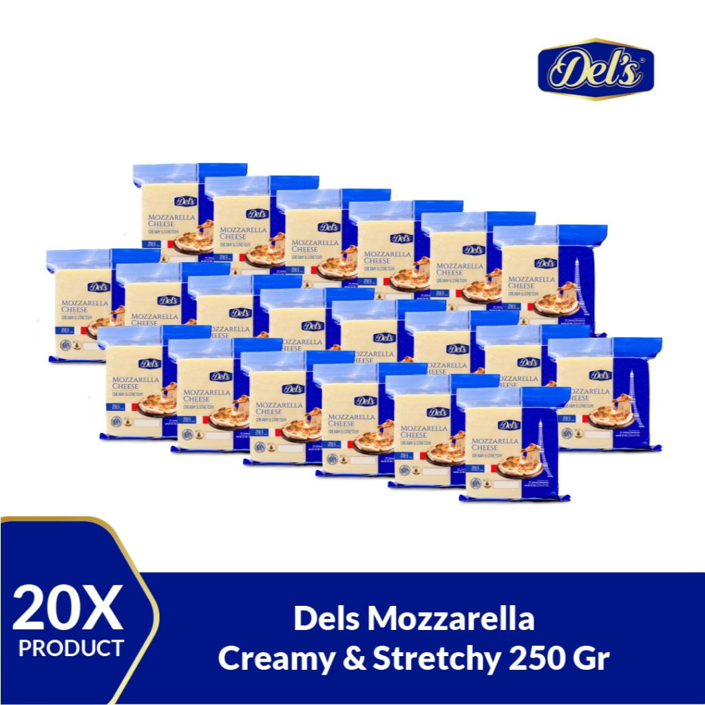 

[FREE ONGKIR] Bundling Hemat - Del's Mozzarella Cheese Creamy & Stretchy / Keju Mozzarella - 250Gr [1 Karton / 20 Pak]