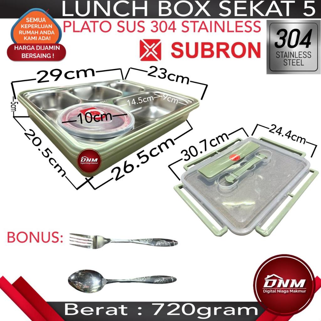 SUBRON SUS 304 Lunch Box Kotak Bekal Catering 5 Sekat Wadah Stainless