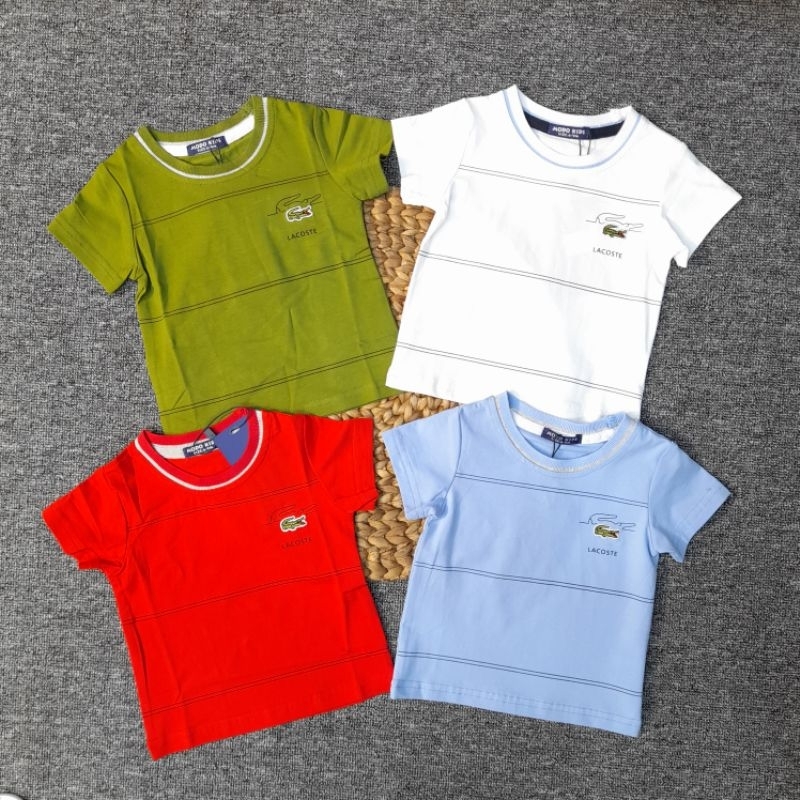 Atasan Kaos anak cewek / cowok warna Merah , Army , Putih , Biru muda & hijau.