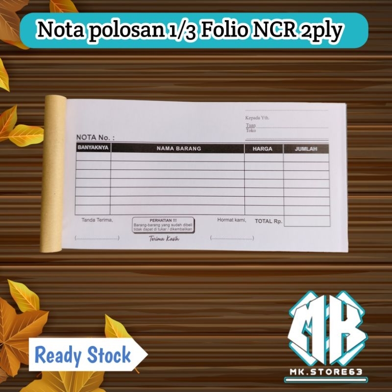 

NOTA KONTAN 1/3 FOLIO 1 PLY MURAH