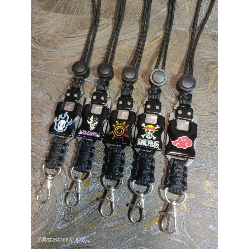 lanyard id card tali gantungan nametag holder custom logo anime one piece naruto bleach kimetsu juju