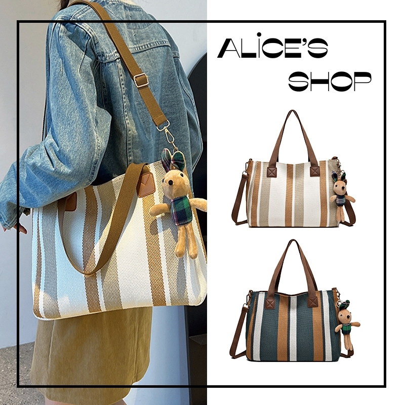 【Ready】Tas Tote Bag Wanita Import Tas Selempang Wanita Baru Kapasitas Besar Tas Kanvas Tas Bahu Kanv