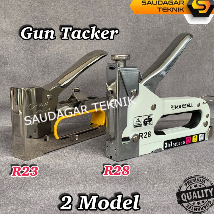 

Promo Staples Tacker R23 R25 R28 3 In 1 Stapler Nailer Alat Staples Paku Tembak Jok Motor Bangku Kursi Sofa Furniture