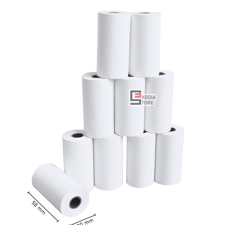 

Stock Banyak Kes Thermal 58mm ukuran 58x3mm isi 1 Roll Receipt Struk Thermal Paper 58 mm size 58x3mm 1 Roll