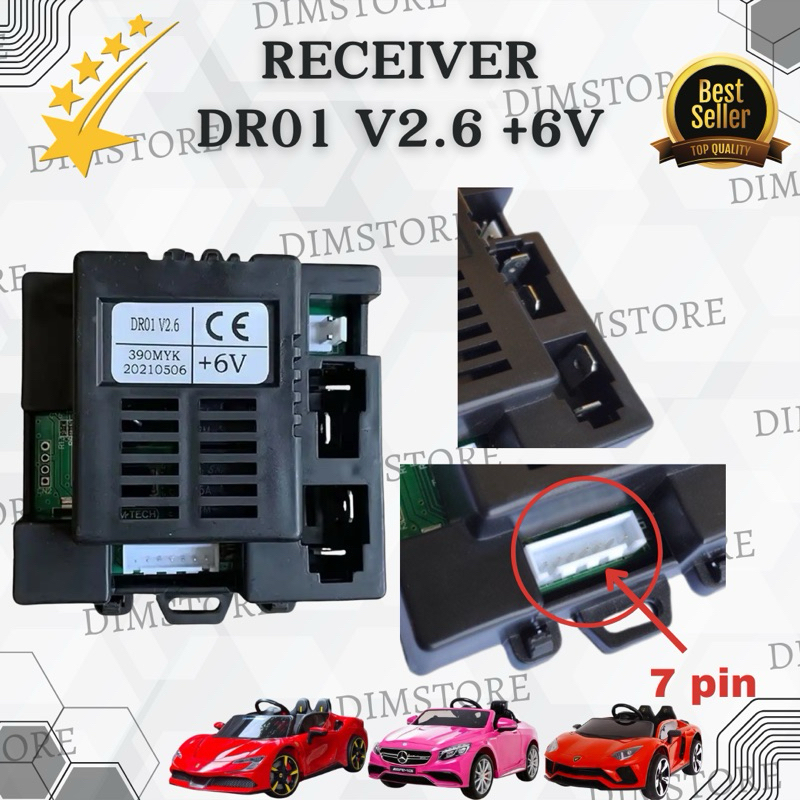 RECEIVER ANTI PANAS MOBILAN AKI DR01 V2.6 390MYK +6V REMOTE CONTROL RECIVER 6V 7PIN REMOT MERAH MODU