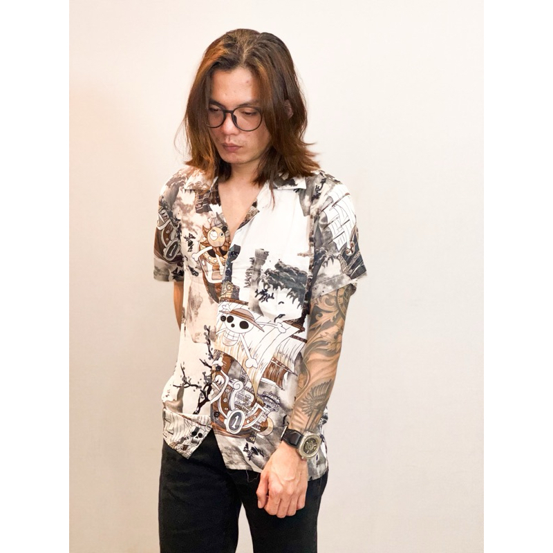 NRKY kemeja pria full printing bahan rayon viscose adem