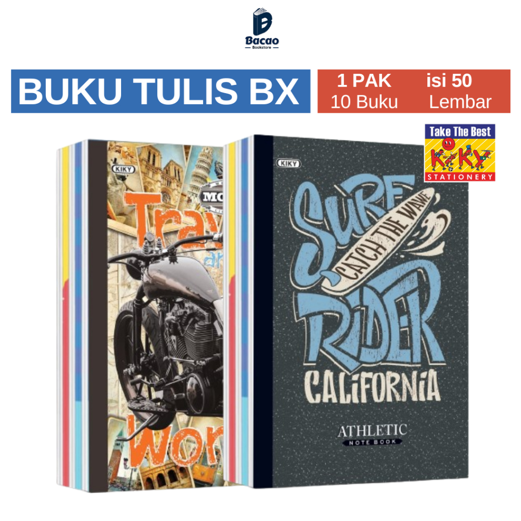 

Buku Tulis BX 50 Lembar Kiky Motif Random Polos Warna Bergaris