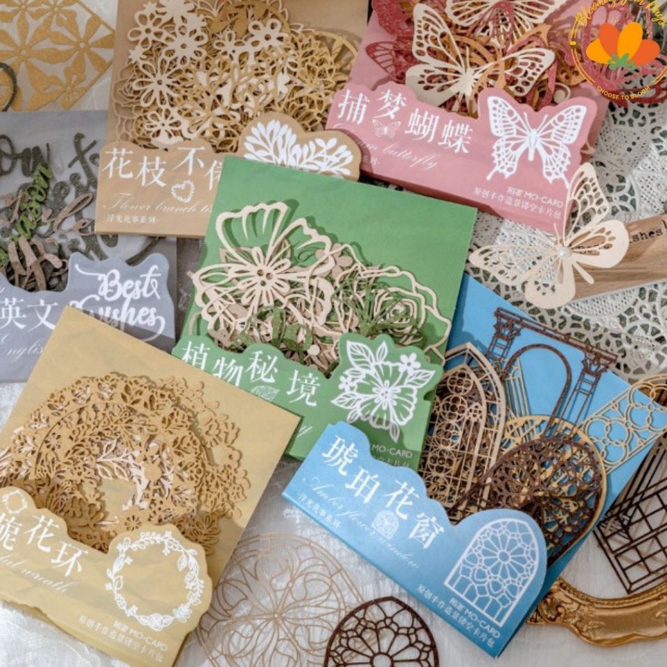 

1pcs kes dekorasi flower butterfly die cut paper motif bunga floral vintage frame scrapbooking bingkai deco old retro vintage material paper kumpulan kes dengan motif old retro vintage
