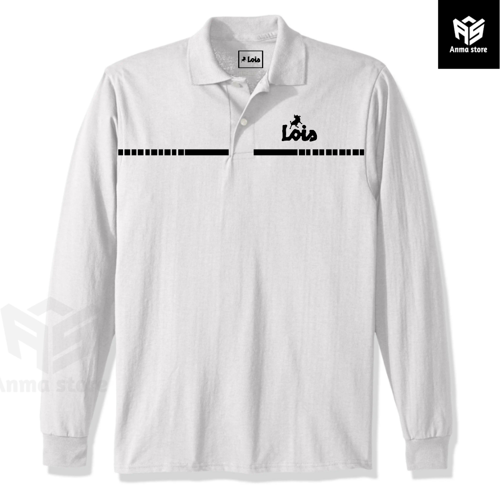 Kaos Kerah Polo shirt Lengan Panjang Lois Dotted