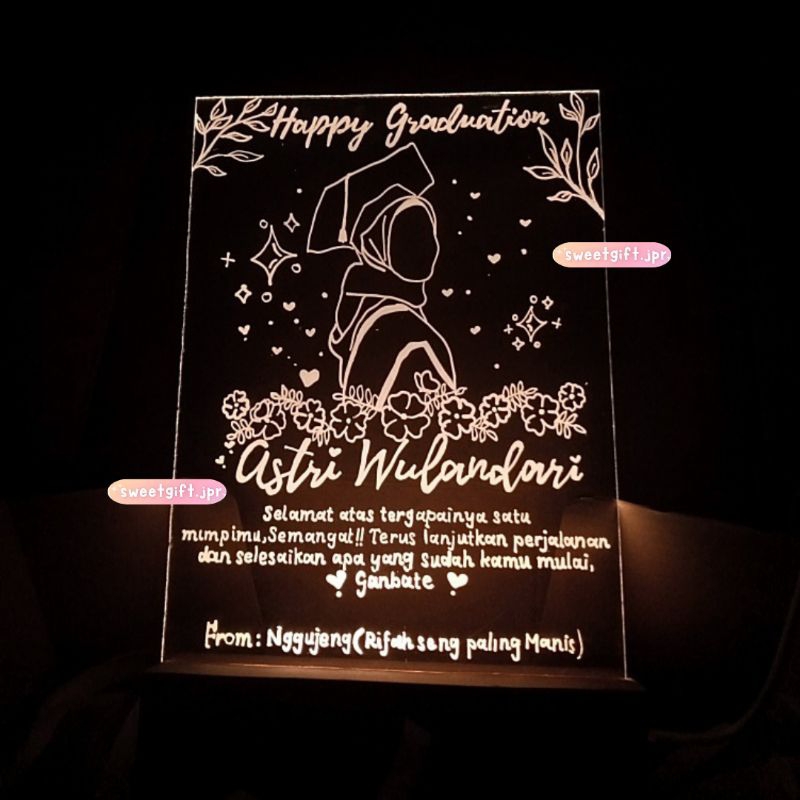 Custom Acrylic Lamp Lettering Kado Wisuda Ultah Wedding Anniversary|| Acrylic A5 Custom