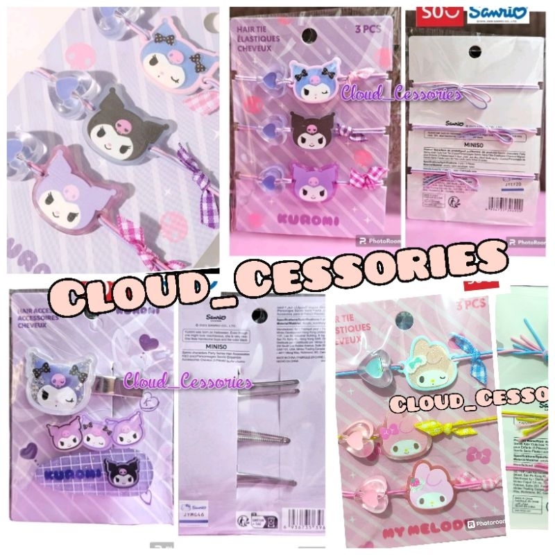 NEW&ORIGINAL MINISO X SANRIO EDITION - ACCESORRIS RAMBUT, SISIR, EARPHONE, DOMPET (SEMUA LUCU KUROMI