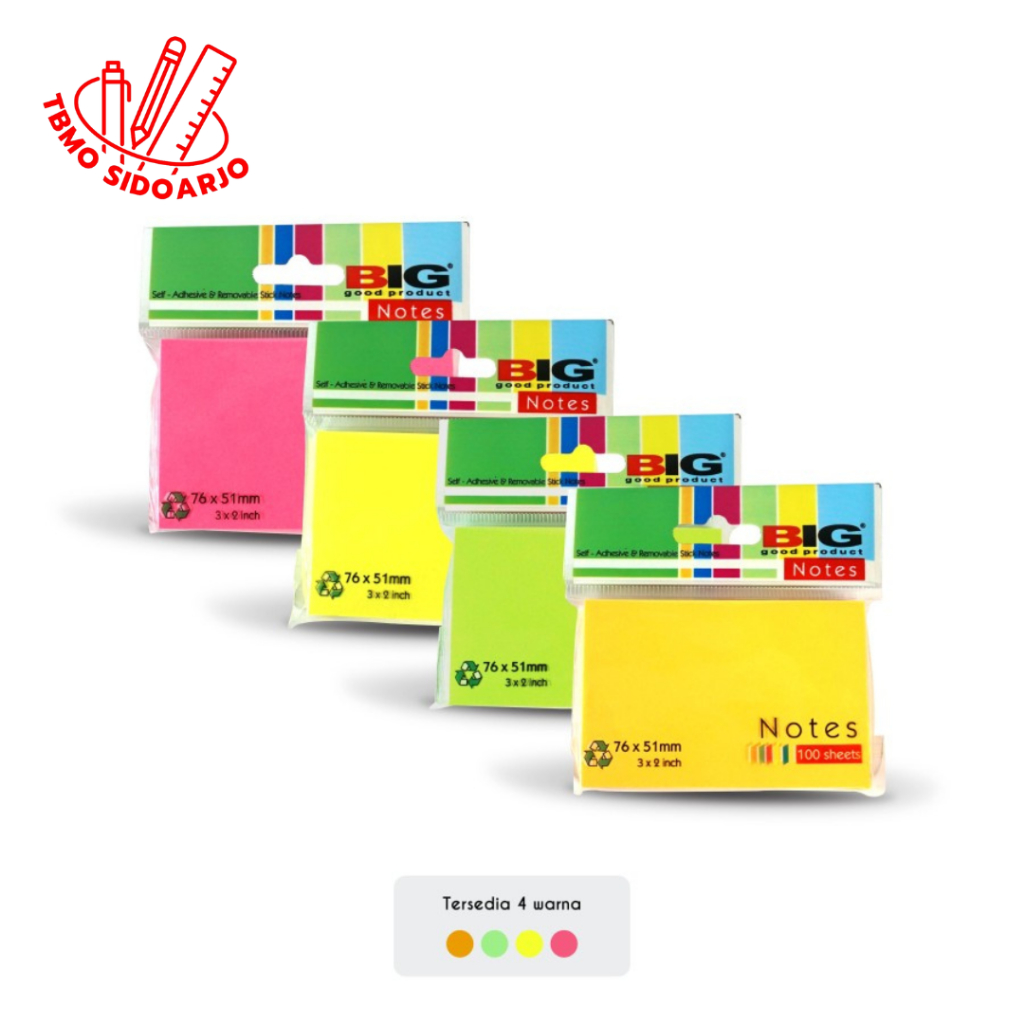 

TBMO Sticky Note BIG 76x51 Note Kertas Warna Memo Tempel