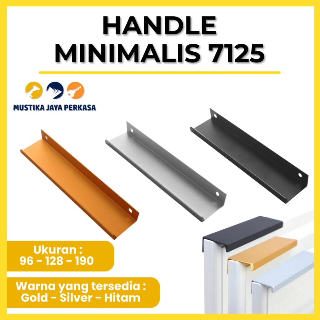 Handle Minimalis 7125 Tarikan Hidden Belakang Pintu Lemari Tarik Kitchen Set Besi Aluminium