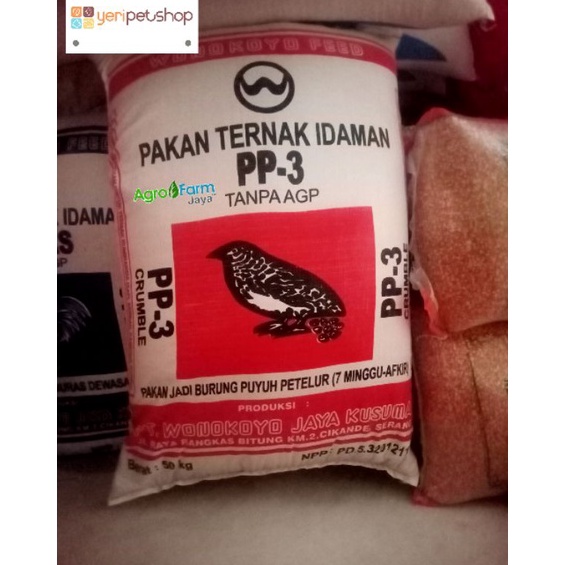 Serbu Grosir  Pakan Puyuh Petelur PP3 Wonokoyo Paket 1 Kg Murah