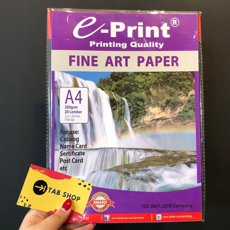 

TAB SHOP EPRINT FINE ART PAPER 2 GSM A4 2 LEMBAR EPRINT KES SENI BAGUS 2 GSM A4 2 LEMBAR