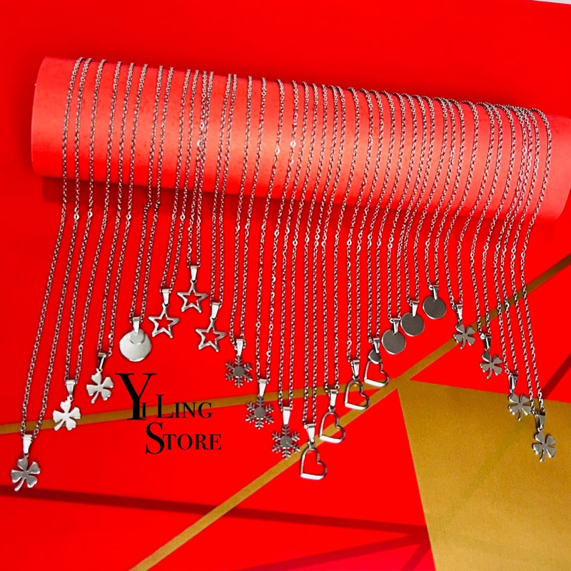 YiLing ||•Anti Karat• Kalung Titanium Stainless •Dainty Necklace• Kalung Stainless Silver - Kalung W