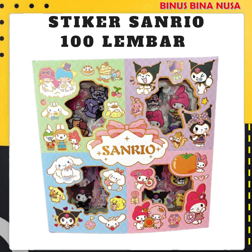 

Stiker Sanrio Mix dan Momo mix Motif isi 100 Stiker