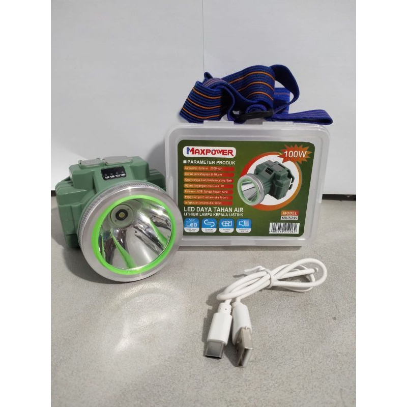 Senter kepala Maxpower 100watt senter kepala super terang