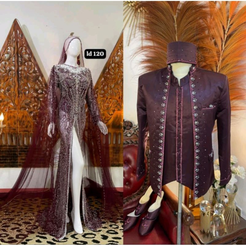 COUPLE KEBAYA PRANCISAN MODERN//KEBAYA MODEL TERBARU FULL PAYET//KEBAYA WEDDING//BESKAP PENGANTIN