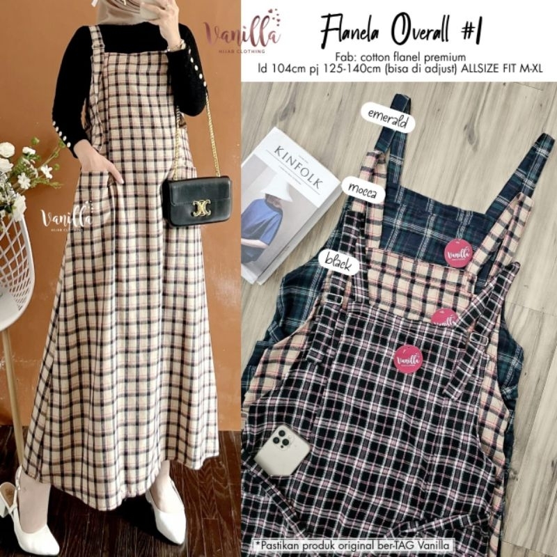 {Realpict} Flanela overall wanita korean style gamis overall remaja kekinian baju kodok wanita terba