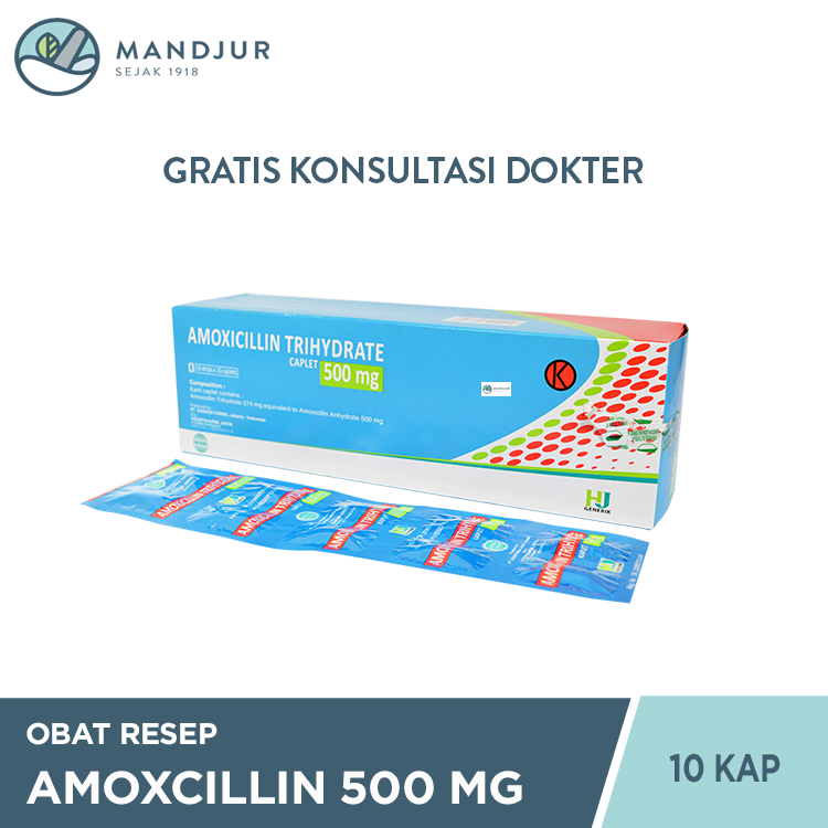 AMOXICILLIN GENERIK HJ 500 MG 1 STRIP @ 10 KAPLET