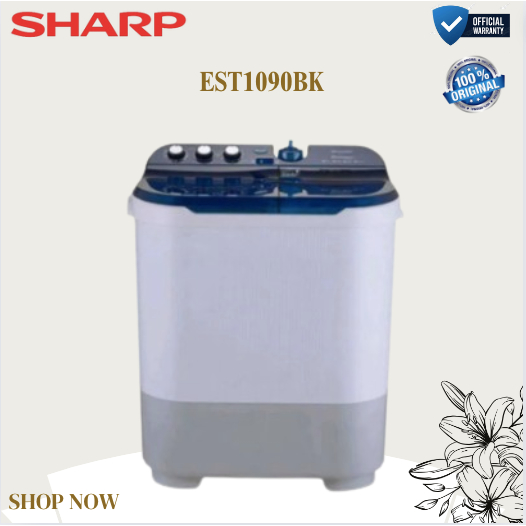 SHARP Mesin Cuci 2 Tabung EST-1090-BK 10 KG/EST-1090BK/EST1090BK/SHARP MESIN CUCI/MESIN CUCI SHARP MURAH/MESIN CUCI 2 TABUNG/MESIN CUCI MURAH ORIGINAL BERGARANSI