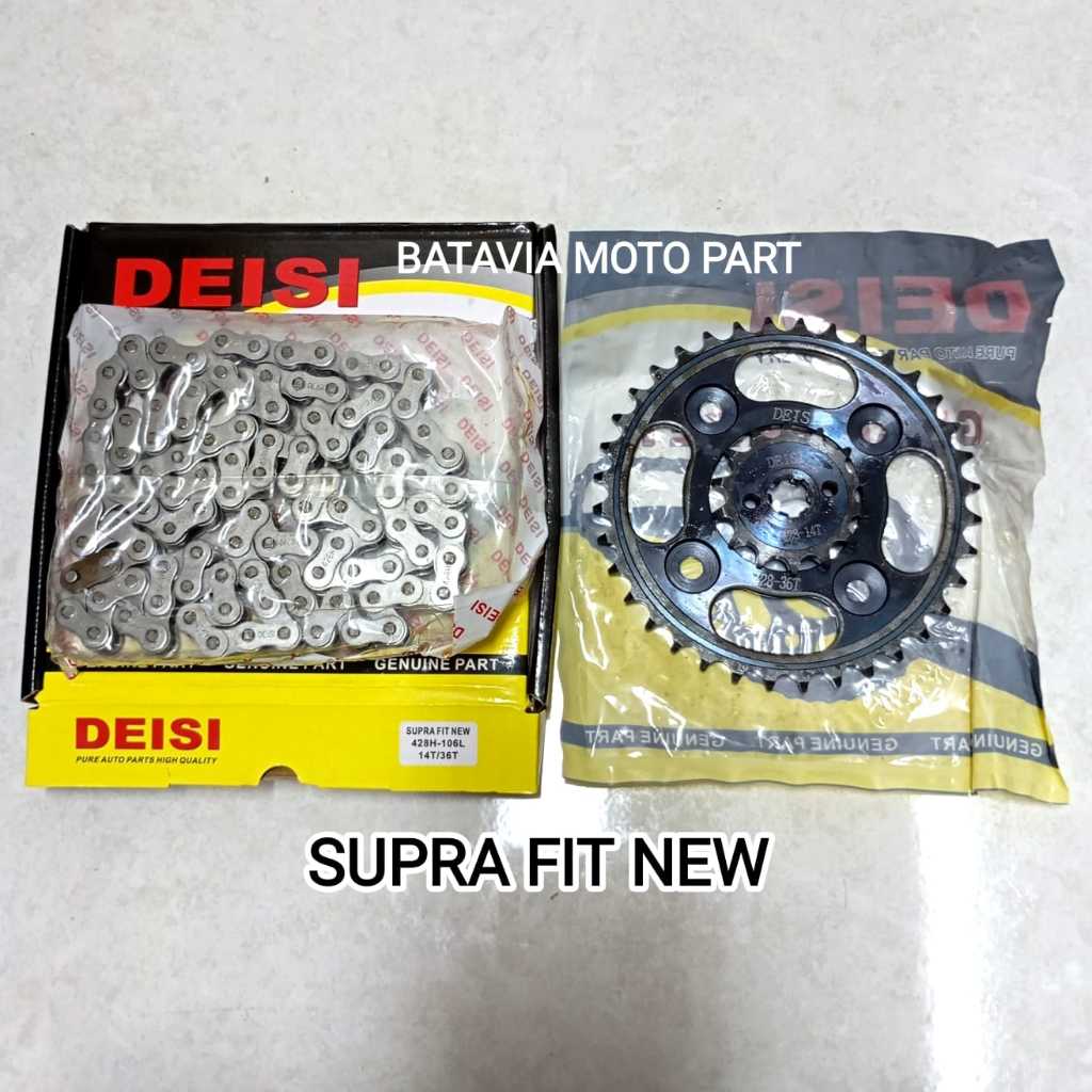 GEAR SET HONDA SUPRA FIT NEW GEAR PAKET REVO OLD REVO LAMA UKURAN DEPAN BELAKANG 14T/36T 428H-106L