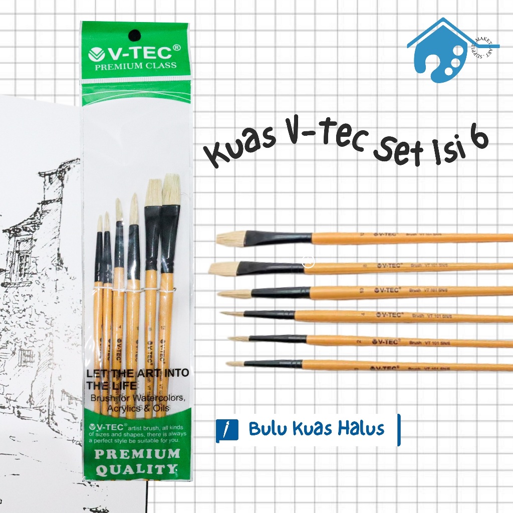 

1 Set Kuas V-Tec Round & Flat