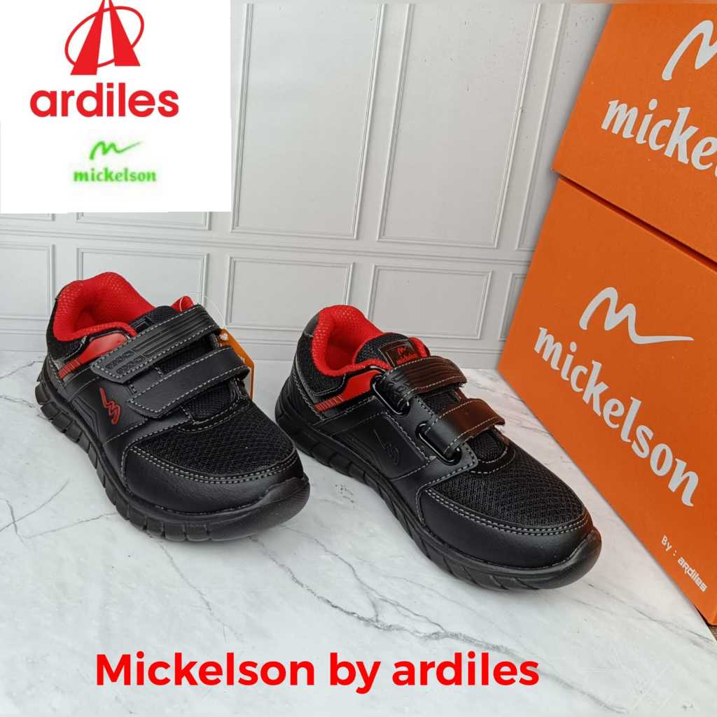 ARDILES MICKLESON sepatu anak sekolah cowok laki laki sekolah tk sd hitam murah perekat kreketan