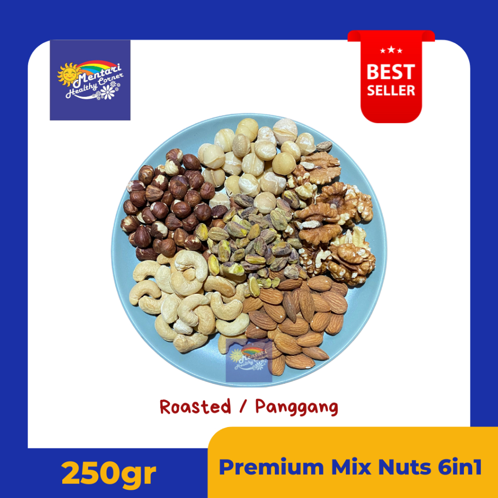 

250gr Premium Roasted Mix Nut 6in1 (Almond, Mede, Walnut Hazelnut, Macadamia, Pistachio ) 250gram