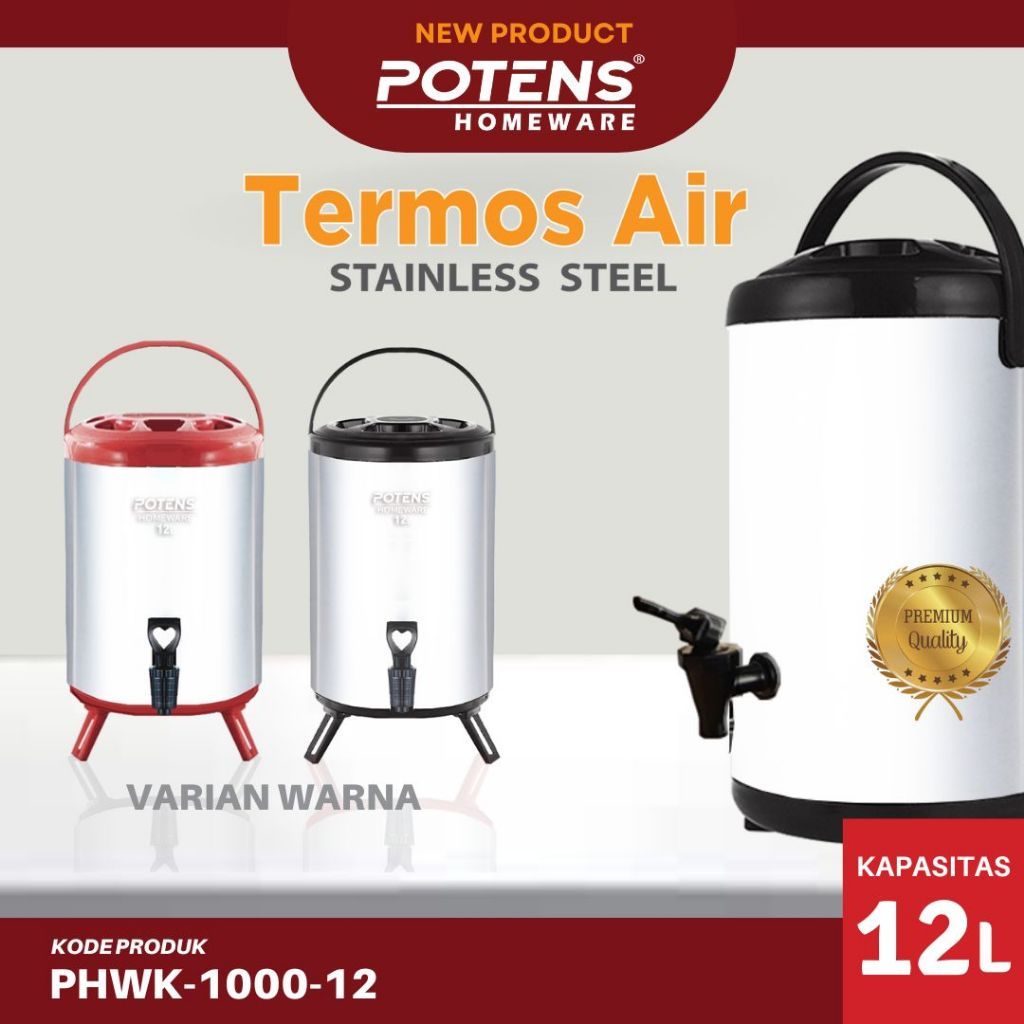 Potens Termos Air Milk Tea Bucket Water 12 Liter / Dispenser Minuman Serbaguna/ Drink Jar Termos Sta