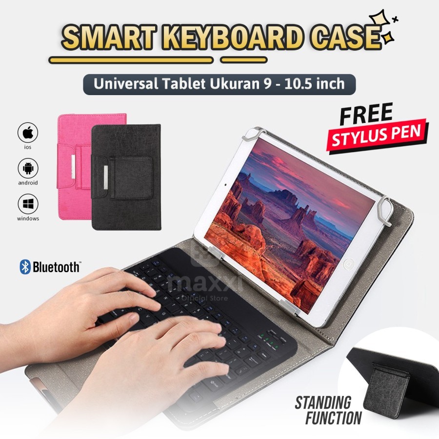 Smart Case Keyboard Bluetooth Universal For All iPad Tablet Samsung Huawei Xiaomi Infinix Xpad Advan