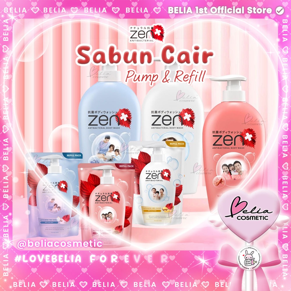 ™ BELIA ™ ZEN Antibacterial Sabun Cair Refill & Pump Series 400 ml 500 ml | Sabun Cair | Sabun Mandi