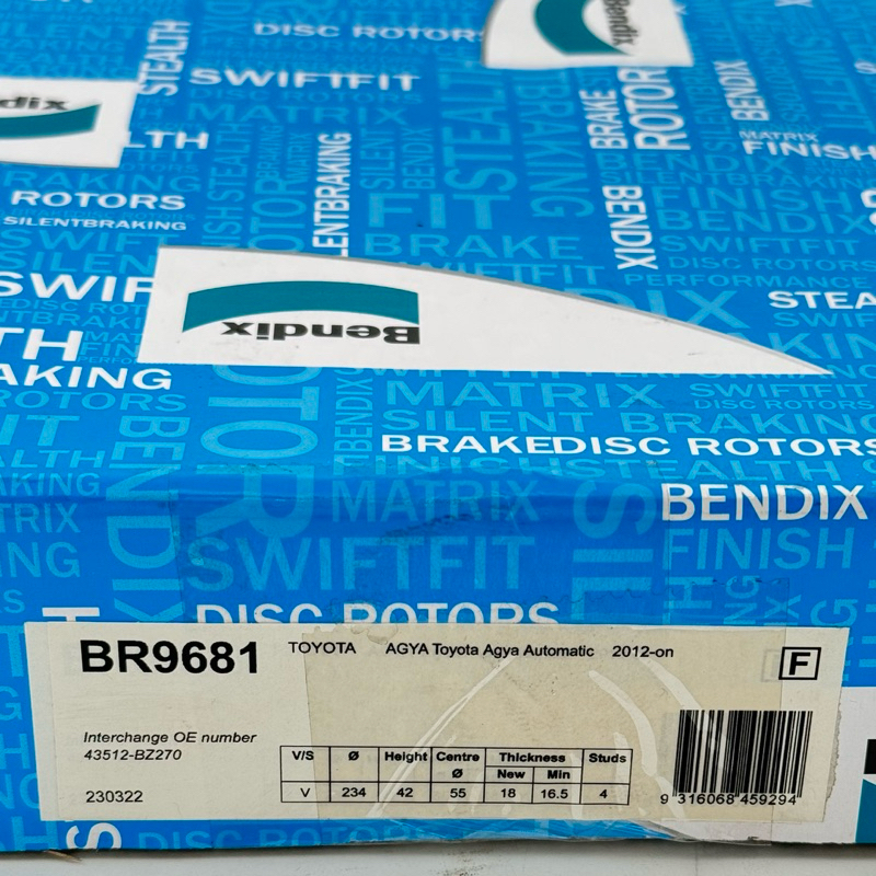 Piringan Cakram Rem Agya Ayla 1000cc Matic - BENDIX Disc Brake Rotor BR9681