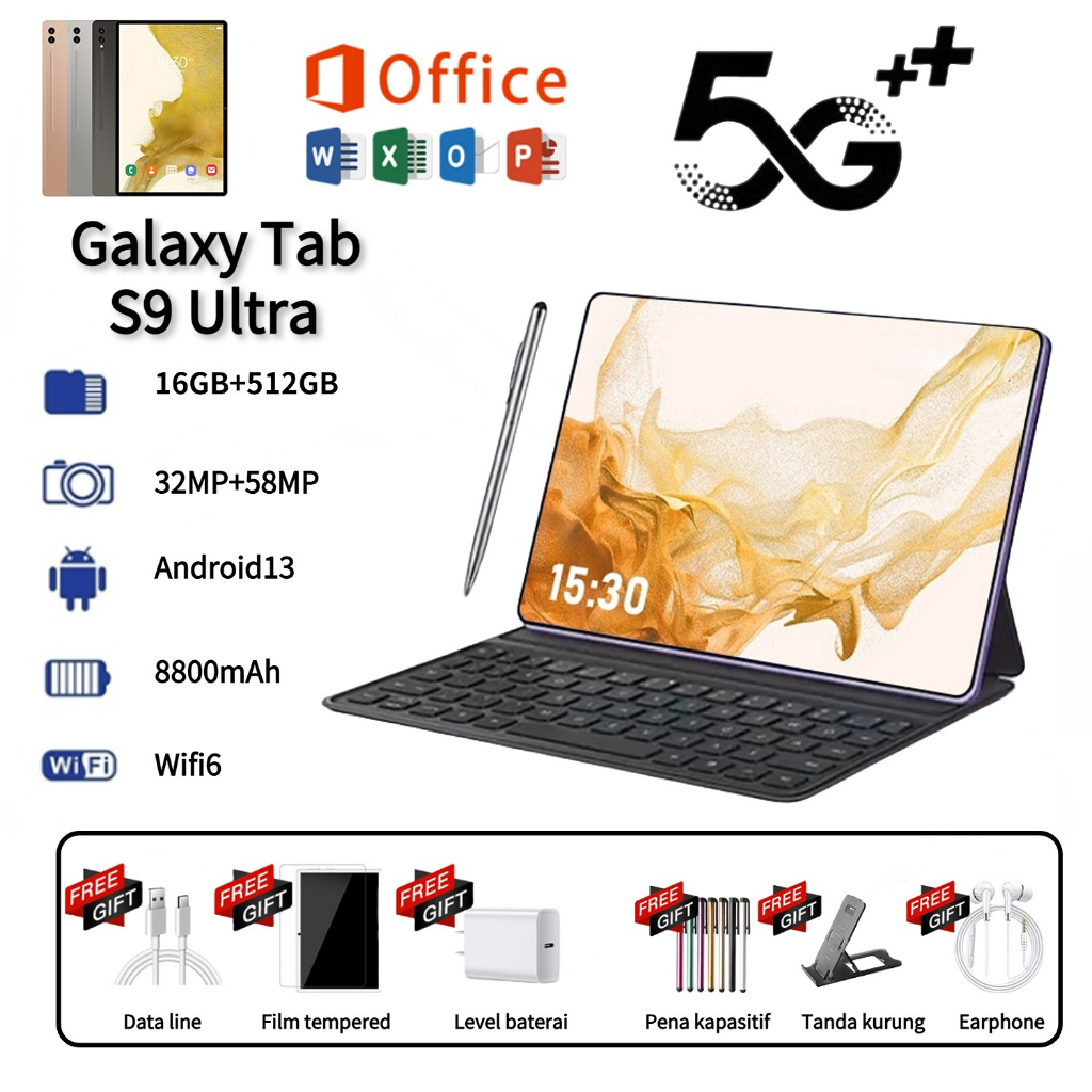 【COD】Murah Tablet Pc Asli Tab S9 Baru 12GB + 512GB Tablet Android 11.6 Inci Layar Full Screen Layar 