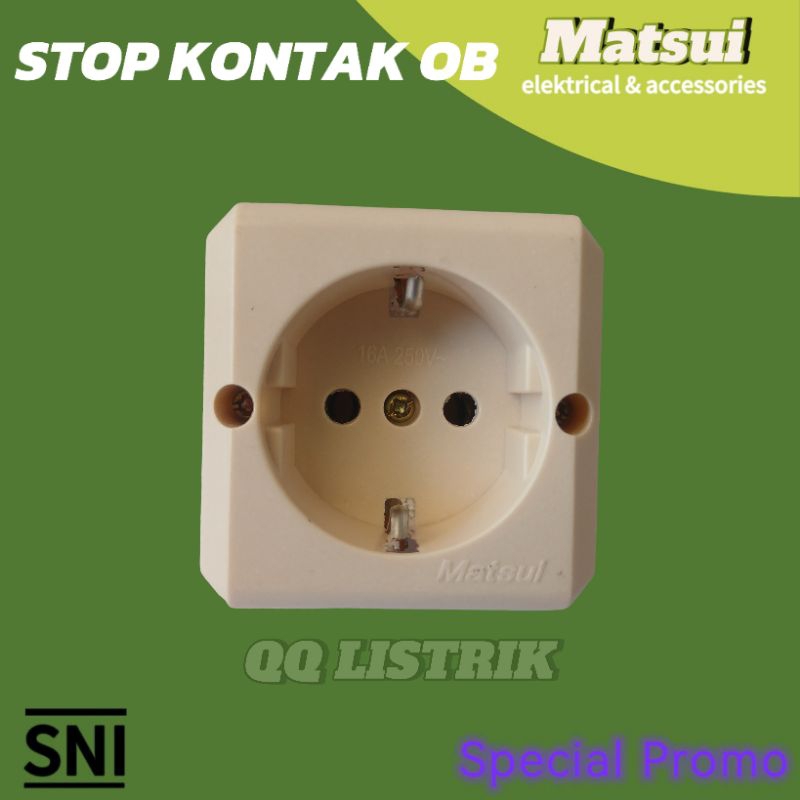stop kontak OB matsui MT-810, stop kontak tempel tembok / kayu