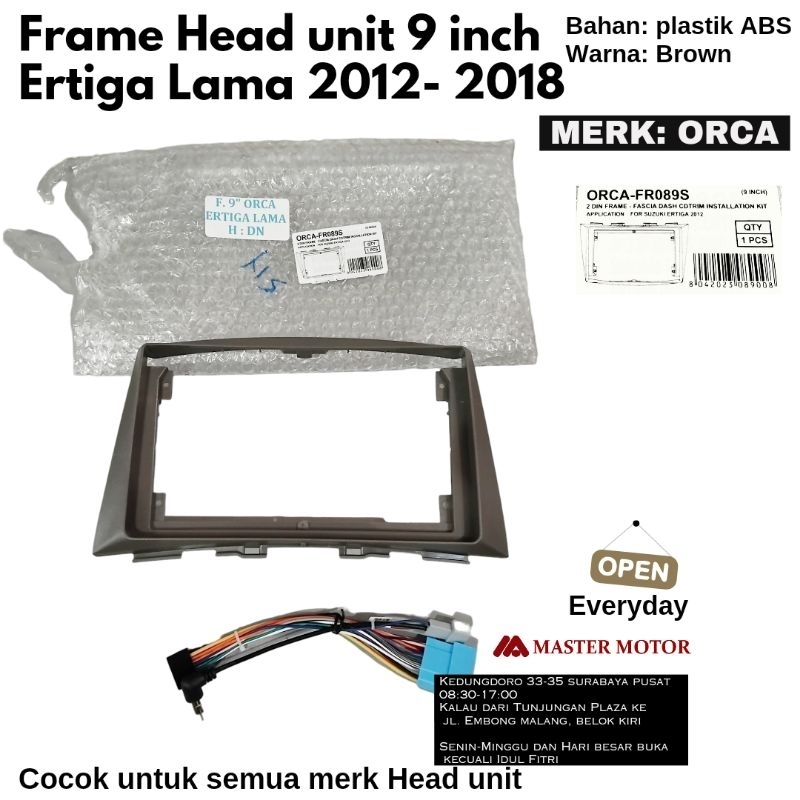 Frame Ertiga Lama 2012 - 2018 + Swift 9 inch merk ORCA + Kabel soket Head unit 2013 2014 2015 2016 2