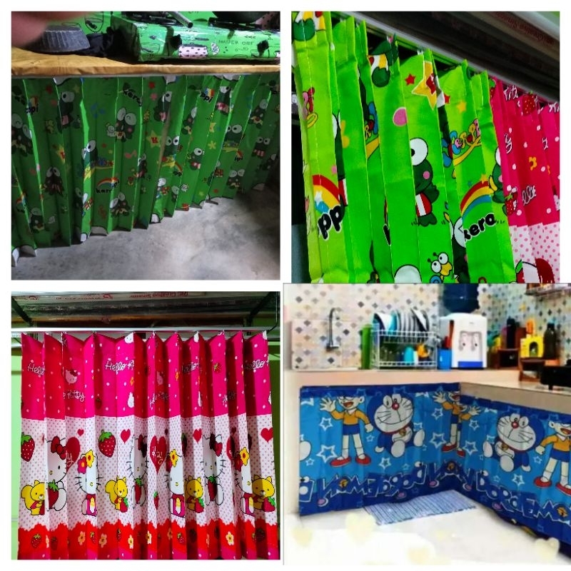 Gorden plisket cantolan kawat Hordeng kolong dapur jendela pendek motif karakter