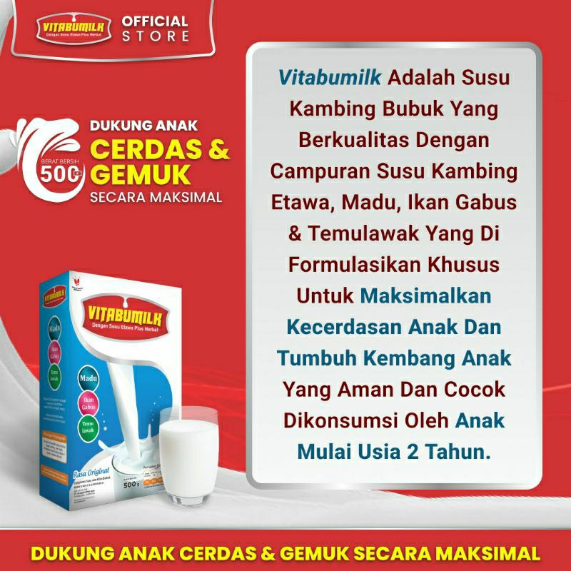 

Vitabumilk/Susu etawa plus /daun kelor/ikan gabus/madu#Susu gemuk dan cerdas