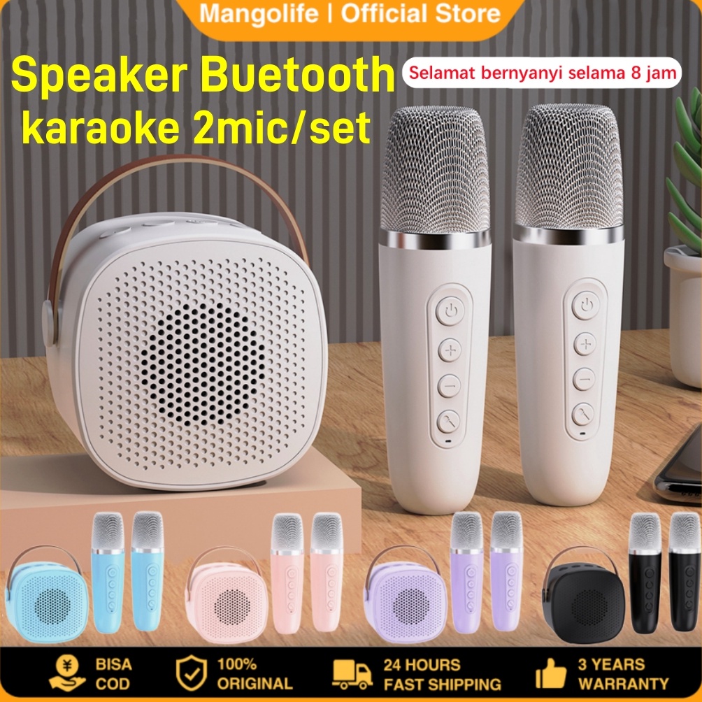 KODE N5H6 Mini Speaker Bluetooth 2 Mic 1 Set Karaoke Speaker Bluetooth Full Bass Portable Wireless K