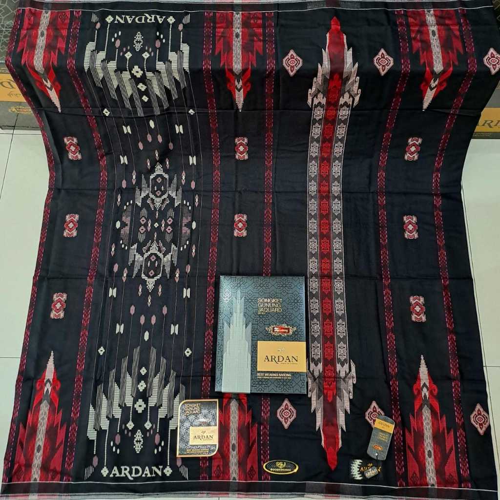 PROMO SARUNG ARDAN SGJ GOLD HITAM ARDAN SGJ SONGKET GUNUNG JAQUARD BY KETJUBUNG