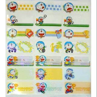 

Label nama anti air stiker waterproof Premium Doraemon Soccer Glitter Ori